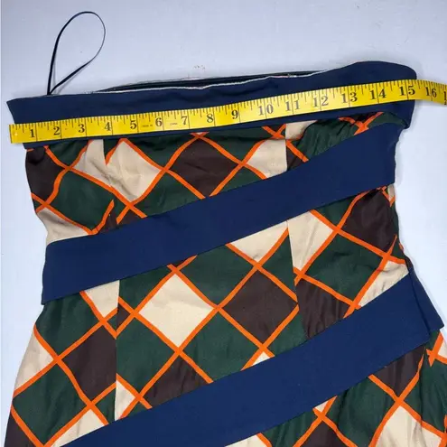 Ahluwalia Stylish Multicolor Geometric Dress. #72 Blue Size 8