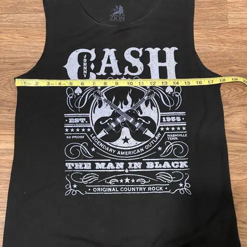 Zion Sleeveless Johnny Cash Tshirt Black With White Letters Size Large