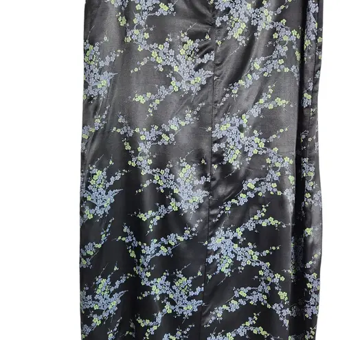 American Vintage Vintage Tracy Evans 90s Black Blue Green Floral High Waisted Straight Skirt 28