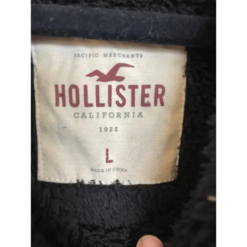 Hollister  Women's Cropped Sherpa Fuzzy Long Sleeve Black Pullover Large (T163)