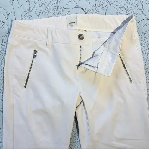 Ecru Stretch Mid Rise Slim Straight Zip Pocket Winter White Pants Women’s 2💚