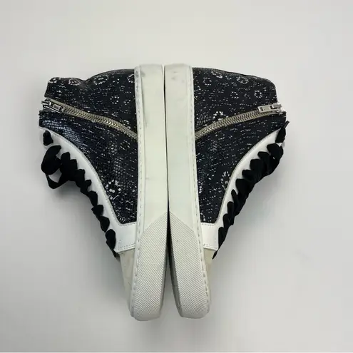 P448 Star Sting High-Top Sneakers Womens Size EU 37 US 7 Black White *FLAWED