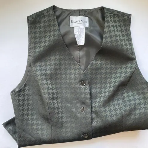 Danny & Nicole Vintage NY olive green houndstooth dress vest, size 10 tall