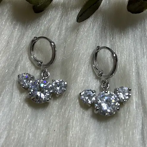 Dazzling Mickey shape Silver Crystal Drop Earrings