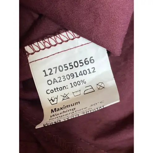 Commense Women's Red Maroon Long Sleeve Pintuck Button Down Shirt Top Size S