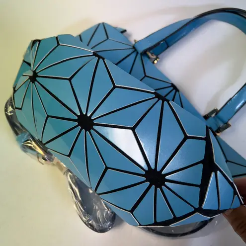 Geometric Satchel Handbag Blue