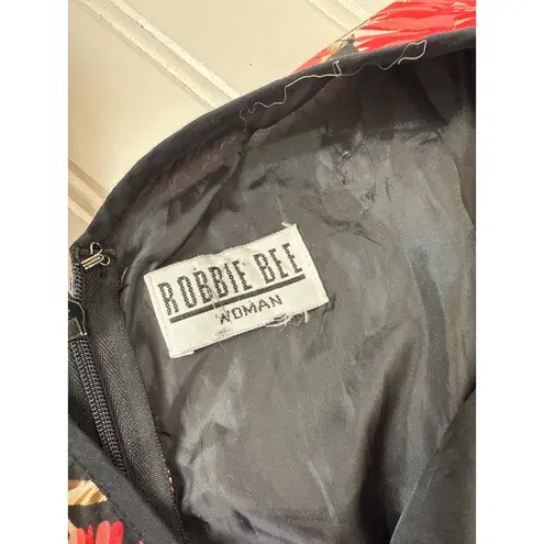 Robbie Bee Red Floral Midi Fit & Flare Dress Sleeveless V-Neck Plus Size 2XL