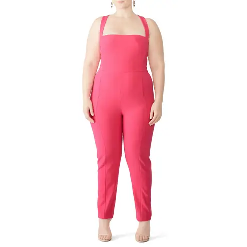 Black Halo Bene Crisscross Cropped Pink Jumpsuit Size 16