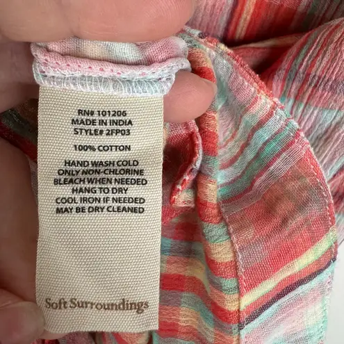 Soft Surroundings Plaid Button Down Shirt Small Boho Cottagecore Fall Western