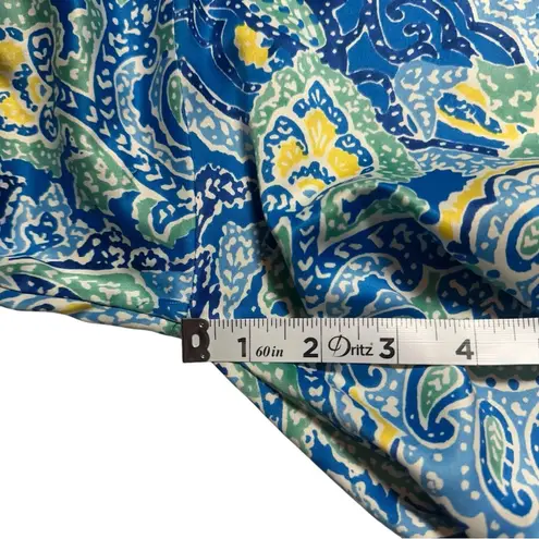 Oscar de la Renta Blue Paisley Polyester Silky Bathrobe Dressing Robe Small