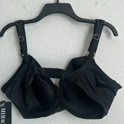 MiracleSuit Underwire Plunge Bra Top in Black, NWT, Size 38 DDD