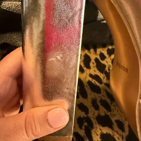 New Mixx Shuz Silver Platform Mules with Chunky Sole and Open Toe Size 8.5