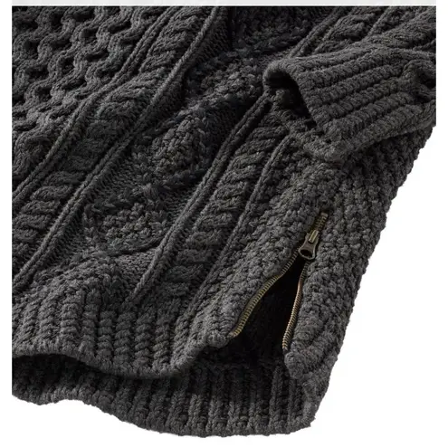 LL Bean Gray Fisherman Cable Tunic Cotton Pullover Crew Neck Sweater LARGE