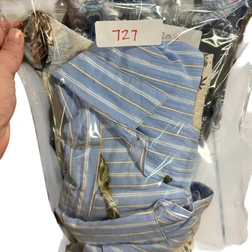 Aratta Silent Journey Mixed Print Boho Button Down Shirt Blue Floral Women's M Size M