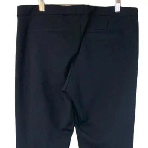 Ecru Black Faux Suede Leather Ponte Slim Leg Ankle Pants Women's Size Large