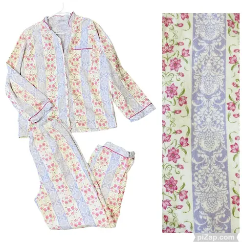 VINTAGE CHARACTER Flannel Pajama Set Purple Size M