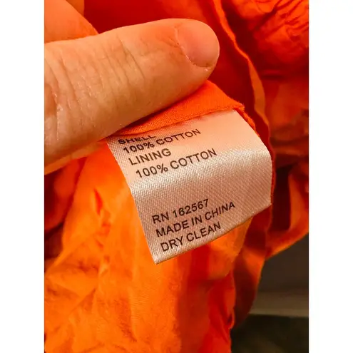 EUDON CHOI x RTR Orange Smocked Waist Hourglass Shape Back Tie Mini Dress Size 8