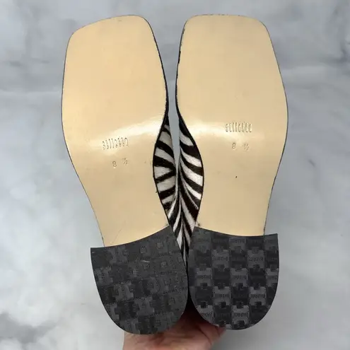 NEW Vintage Stiletto Brand Zebra Calf Hair Square Toe Leather Ankle Boots 8.5 White