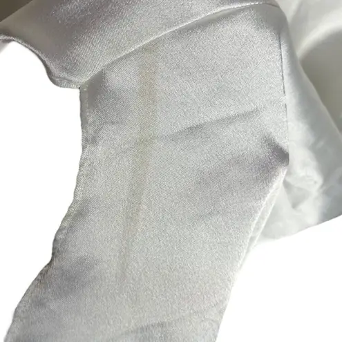 Vtg Womens M Satin Lingerie Tank Top White Applique Lace Strappy Back Ethereal Size M