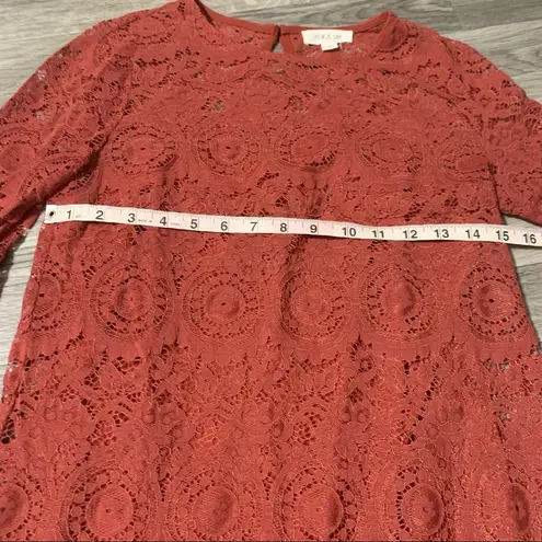 Taylor & Sage Orange Lace Long Sleeve Dress; Small Women’s Pit