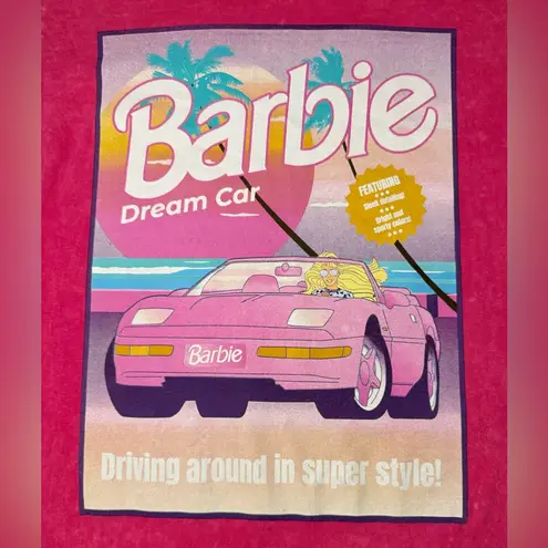 Hot Pink Acid Wash Barbie Dream Car Graphic Tee