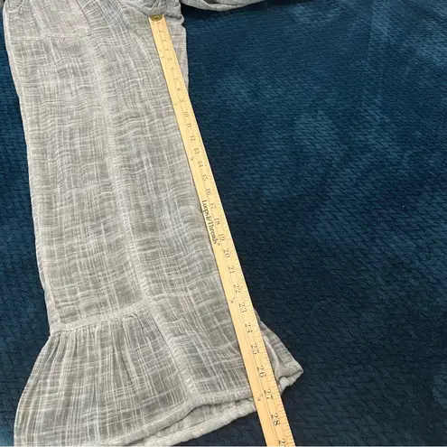 Soft Surroundings Petite Raleigh Gray Gauze Cotton Wide Leg Flounce Hem Pants M