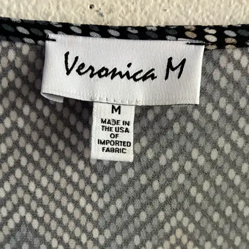 Veronica M V-Neck Chevron Dotted Bell Long Sleeve Blouse M