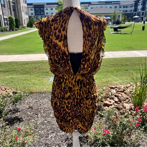 ALLSAINTS Hali Leopard Print Mini Dress in Theresa Deep Yellow