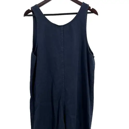 Jungmaven Hemp Button Front Jumper Overalls Large Blue