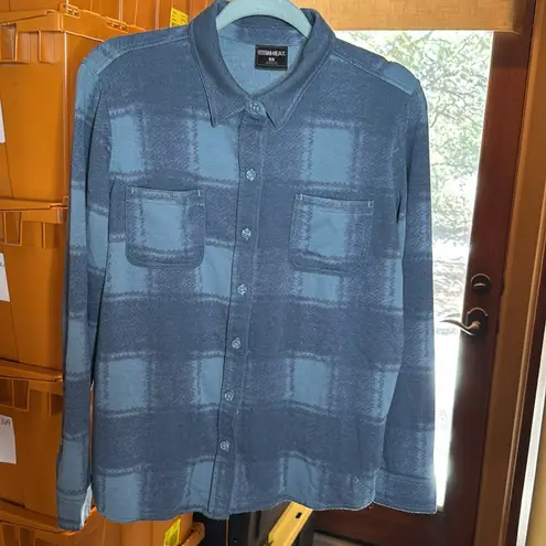 32 Degrees Heat 32 Degrees Ladies' Cozy Knit Button-Up Shirt Goblin Blue Size Small