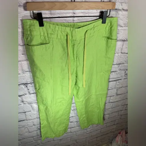 Madison Studio 100% Linen Size 8 lime green pants