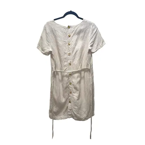 Mo:vint By Anthropologie 100% linen dress size small Tan