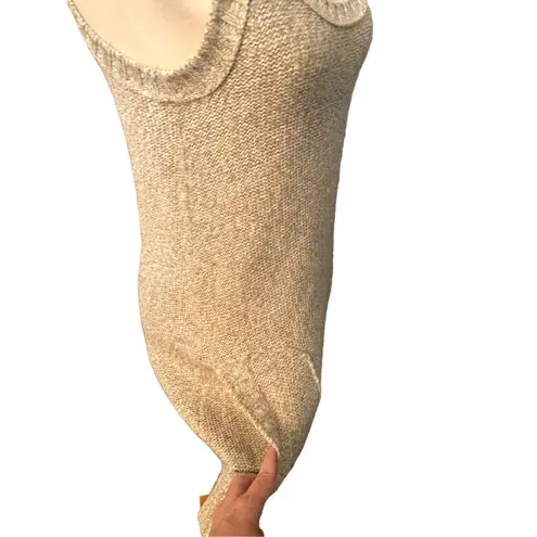 Rubbish vintage beige knitted raceback tank dress with front pockets