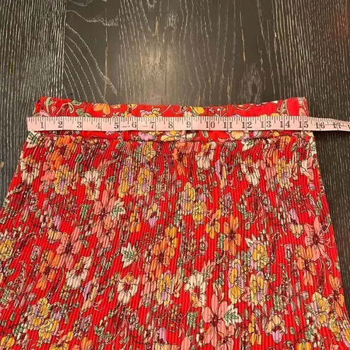 Status by Chenault Women's XL Red Floral Pleated Short Mini Skirt