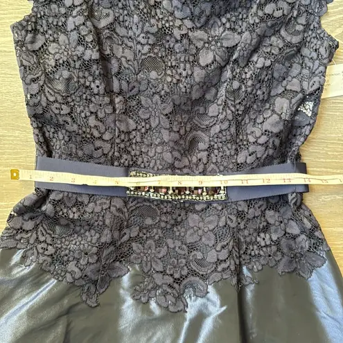 NEW Rickie Freeman for Teri Jon Navy lace and taffeta cocktail Dress 2 Blue