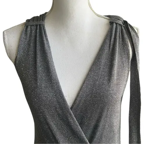 Vertigo Paris Gray V-Neck Wrap Dress