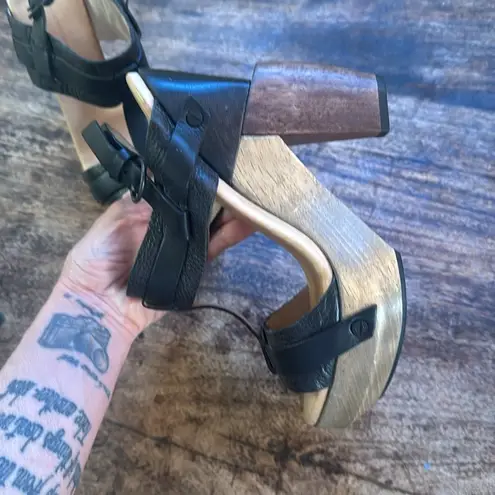 All Saints Stylish Black Leather Platform Sandals size 39