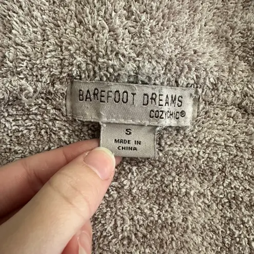 Barefoot Dreams CozyChic Taupe Gray Cardigan Size S Soft Plush Knit Open Front