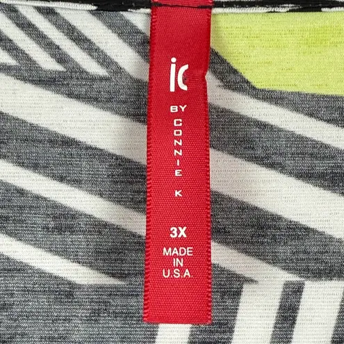 IC By Connie K Tunic Top Womens 3X Black White Striped Tie