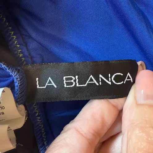 La Blanca Cobalt Blue One Piece V Neck High Leg Low Back Size 8