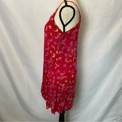 The Moon Vintage Pink and Stars Cotton Hippie Festival Bohemian Mini Sundress