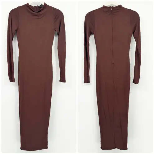 Naked Wardrobe Womens Sculpt Mock Neck Long Sleeve Bodycon Maxi Dress Size S