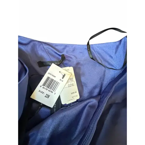 David Meister NWT Blue One Shoulder Jeweled Gown - Size 22