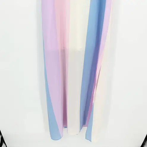 Adrienne  Womens Pastel Striped Sleeveless Vacation Maxi Dress Size S