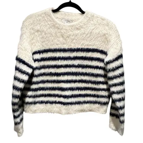 La Ligne x Target Eyelash Knit Striped Crewneck Cropped Sweater Small Blue - Image 7