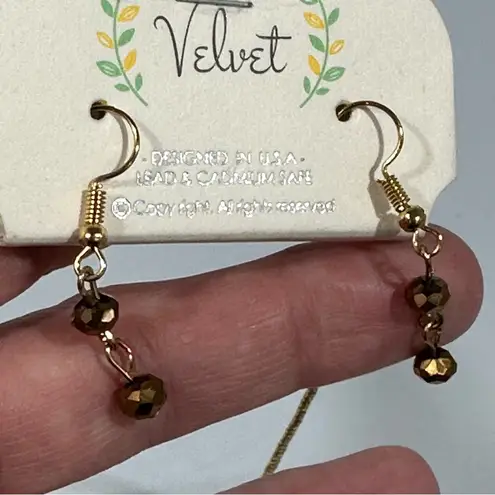 Velvet Tees Velvet Faceted Bead Wire Long Necklace & Earring Set NEW