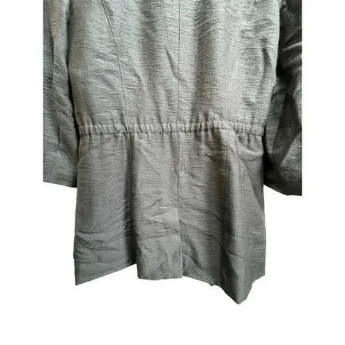 Classiques Entier Women's 3/4 Ruche Sleeve Blue Grey Tencel Lyocell Zip Jacket