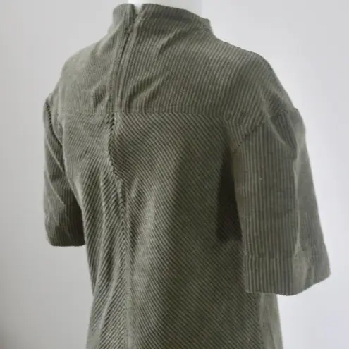 Prologue Olive Green Corduroy Short-Sleeve Academia Indie Midi Dress Extra Small