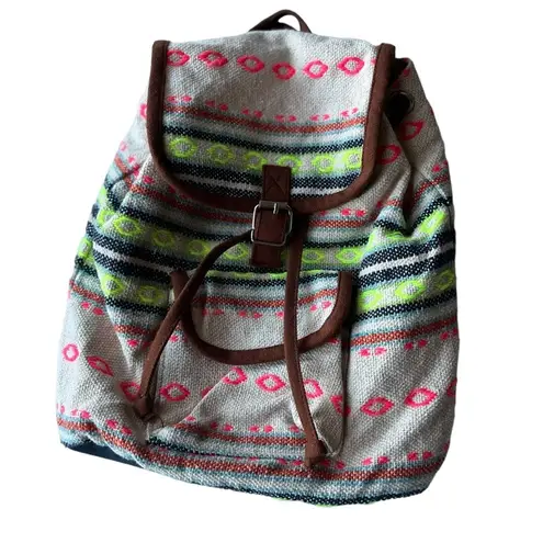 Aztec Pattern Mini Backpack, Drawstring, Boho Bag, Festival