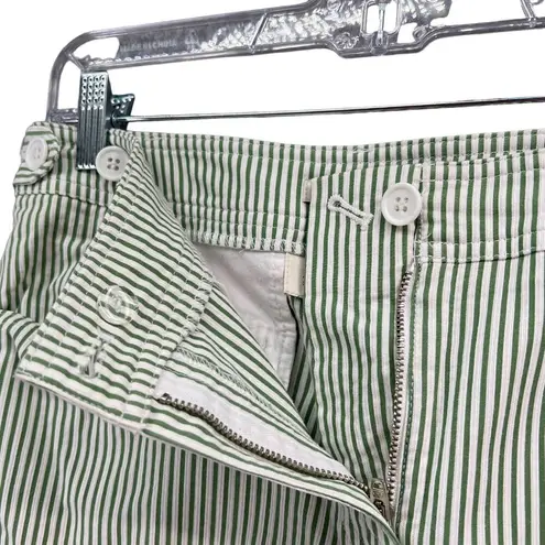 Jones New York  Sport Shorts Womens 8 Green White Striped Bermuda Stretch Casual